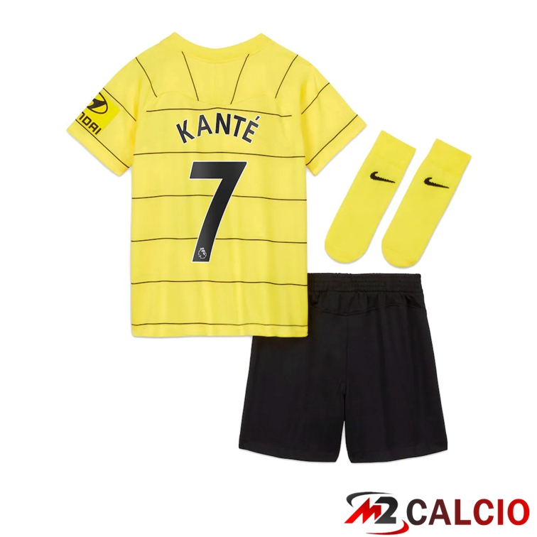 Maglie Calcio Personalizzate,Tute Calcio Squadre,Maglia Nazionale Italiana Calcio | Maglia FC Chelsea (KANTE 7) Bambino Seconda Giallo 2021/2022