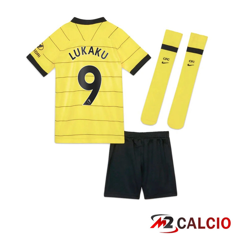 Maglie Calcio Personalizzate,Tute Calcio Squadre,Maglia Nazionale Italiana Calcio | Maglia FC Chelsea (LUKAKU 9) Bambino Seconda Giallo 2021/2022