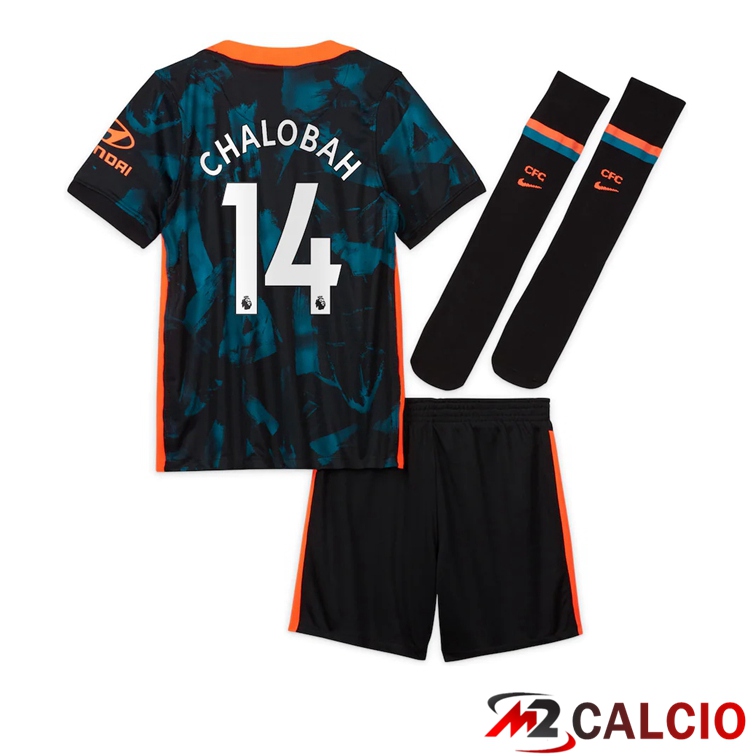 Maglie Calcio Personalizzate,Tute Calcio Squadre,Maglia Nazionale Italiana Calcio | Maglia FC Chelsea (Chalobah 14) Bambino Terza Verde/Nero 2021/2022