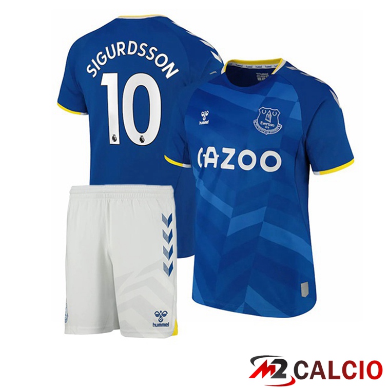 Maglie Calcio Personalizzate,Tute Calcio Squadre,Maglia Nazionale Italiana Calcio | Maglia FC Everton (Sigurdsson 10) Bambino Prima Blu 2021/22