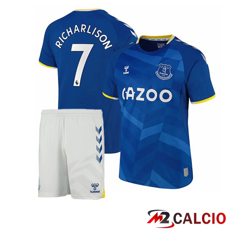 Maglie Calcio Personalizzate,Tute Calcio Squadre,Maglia Nazionale Italiana Calcio | Maglia FC Everton (Richarlison 7) Bambino Prima Blu 2021/22