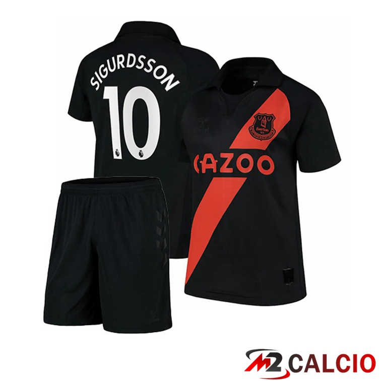 Maglie Calcio Personalizzate,Tute Calcio Squadre,Maglia Nazionale Italiana Calcio | Maglia FC Everton (Sigurdsson 10) Bambino Seconda Nero 2021/22
