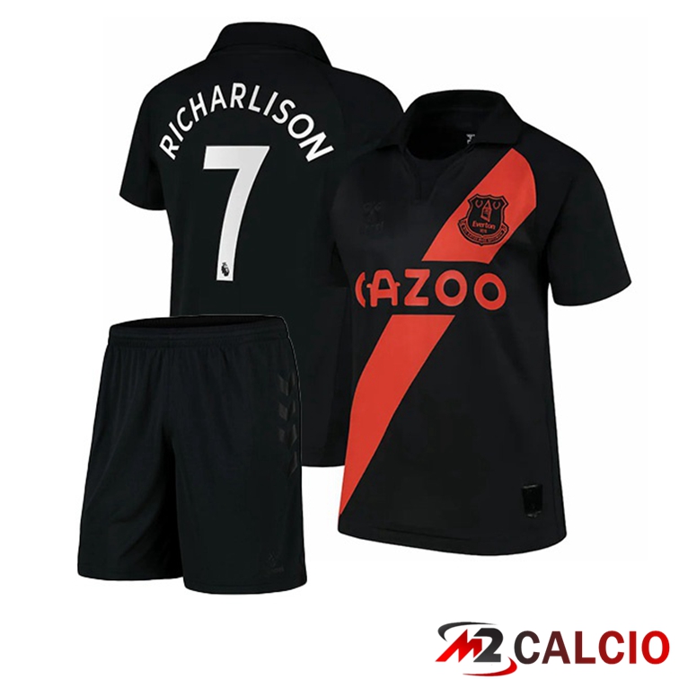 Maglie Calcio Personalizzate,Tute Calcio Squadre,Maglia Nazionale Italiana Calcio | Maglia FC Everton (Richarlison 7) Bambino Seconda Nero 2021/22