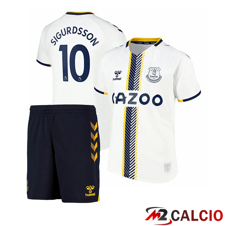 Maglie Calcio Personalizzate,Tute Calcio Squadre,Maglia Nazionale Italiana Calcio | Maglia FC Everton (Sigurdsson 10) Bambino Terza Bianco 2021/22