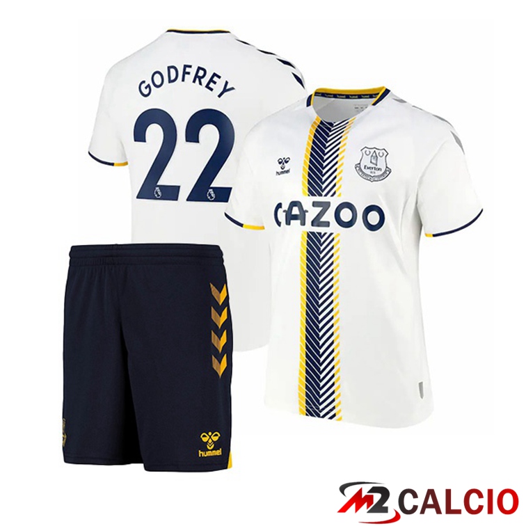 Maglie Calcio Personalizzate,Tute Calcio Squadre,Maglia Nazionale Italiana Calcio | Maglia FC Everton (Godfrey 22) Bambino Terza Bianco 2021/22