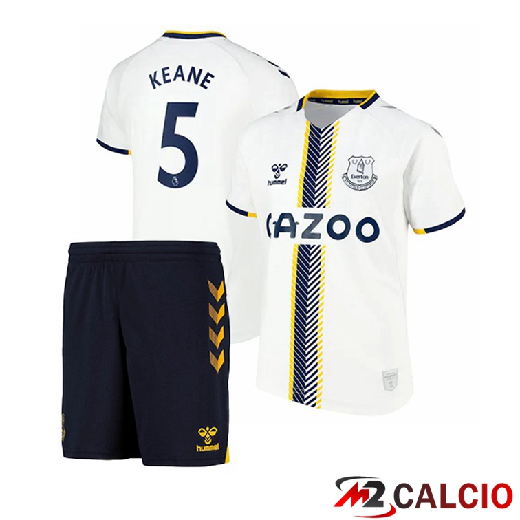 Maglie Calcio Personalizzate,Tute Calcio Squadre,Maglia Nazionale Italiana Calcio | Maglia FC Everton (Keane 5) Bambino Terza Bianco 2021/22