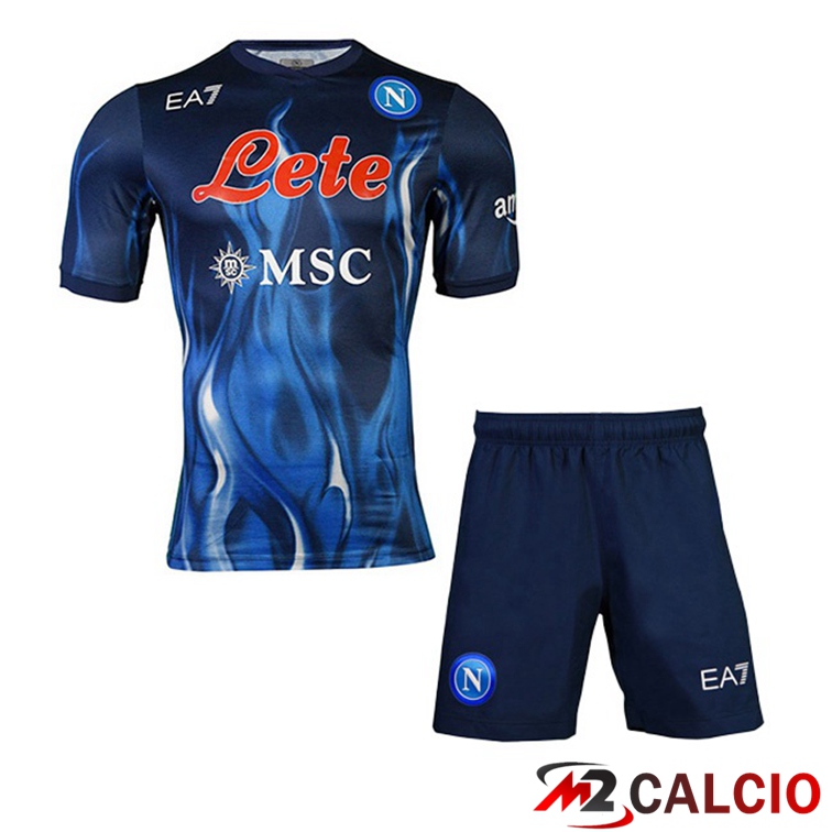 Maglie Calcio Personalizzate,Tute Calcio Squadre,Maglia Nazionale Italiana Calcio | Maglia Calcio SSC Napoli Bambino Terza Blu 2021/2022