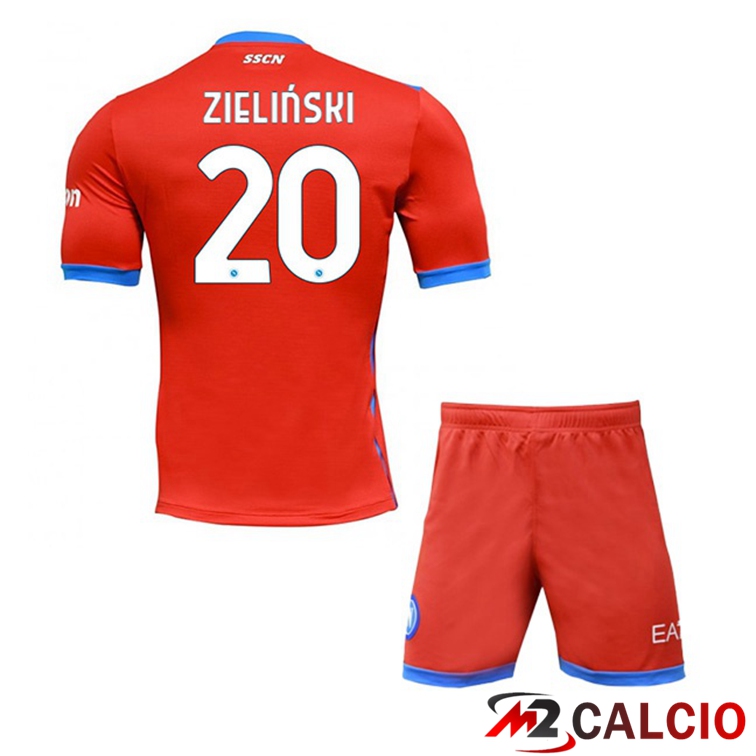 Maglie Calcio Personalizzate,Tute Calcio Squadre,Maglia Nazionale Italiana Calcio | Maglia Calcio SSC Napoli (Zieliński 20) Bambino Quattro Rosso 2021/2022
