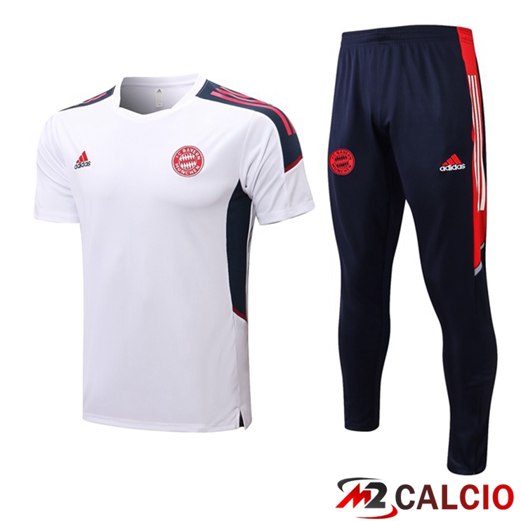 Maglie Calcio Personalizzate,Tute Calcio Squadre,Maglia Nazionale Italiana Calcio | Insieme T Shirt Allenamento Bayern Monaco + Pantaloni Bianco 2022/2023