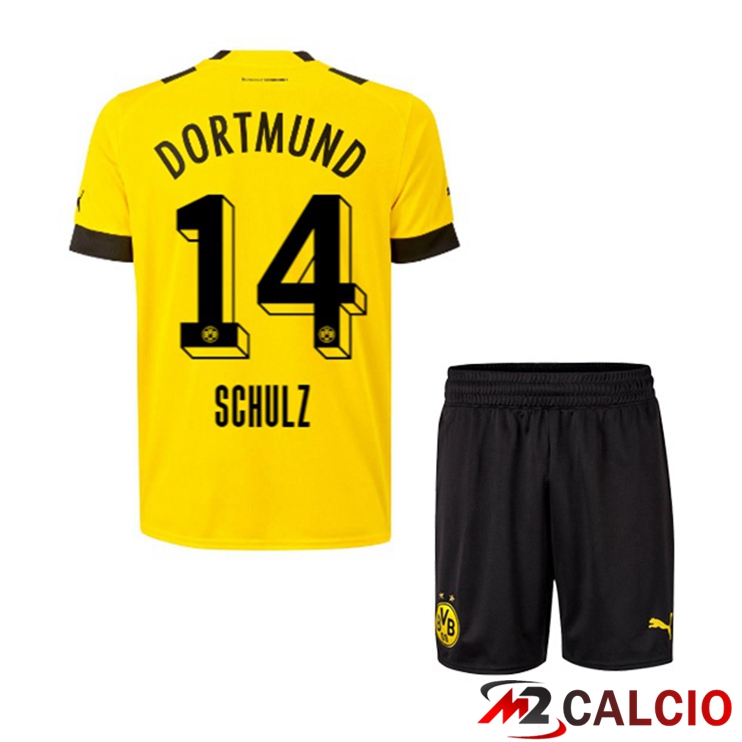 Maglie Calcio Personalizzate,Tute Calcio Squadre,Maglia Nazionale Italiana Calcio | Maglie Calcio Dortmund BVB (Schulz 14) Bambino Prima Giallo 2022/2023