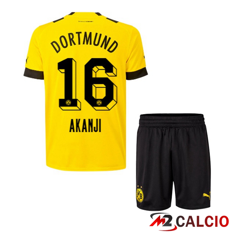 Maglie Calcio Personalizzate,Tute Calcio Squadre,Maglia Nazionale Italiana Calcio | Maglie Calcio Dortmund BVB (Akanji 16) Bambino Prima Giallo 2022/2023