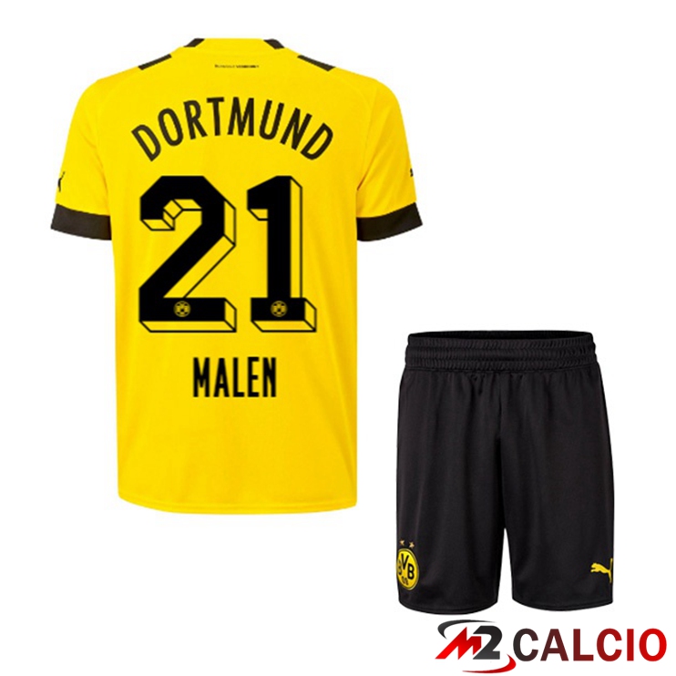 Maglie Calcio Personalizzate,Tute Calcio Squadre,Maglia Nazionale Italiana Calcio | Maglie Calcio Dortmund BVB (Malen 21) Bambino Prima Giallo 2022/2023