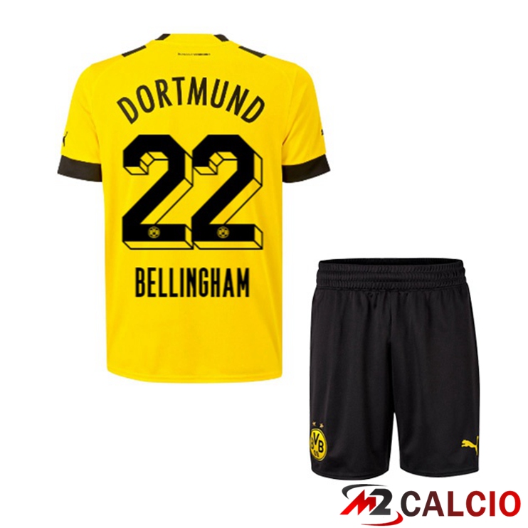 Maglie Calcio Personalizzate,Tute Calcio Squadre,Maglia Nazionale Italiana Calcio | Maglie Calcio Dortmund BVB (Bellingham 22) Bambino Prima Giallo 2022/2023