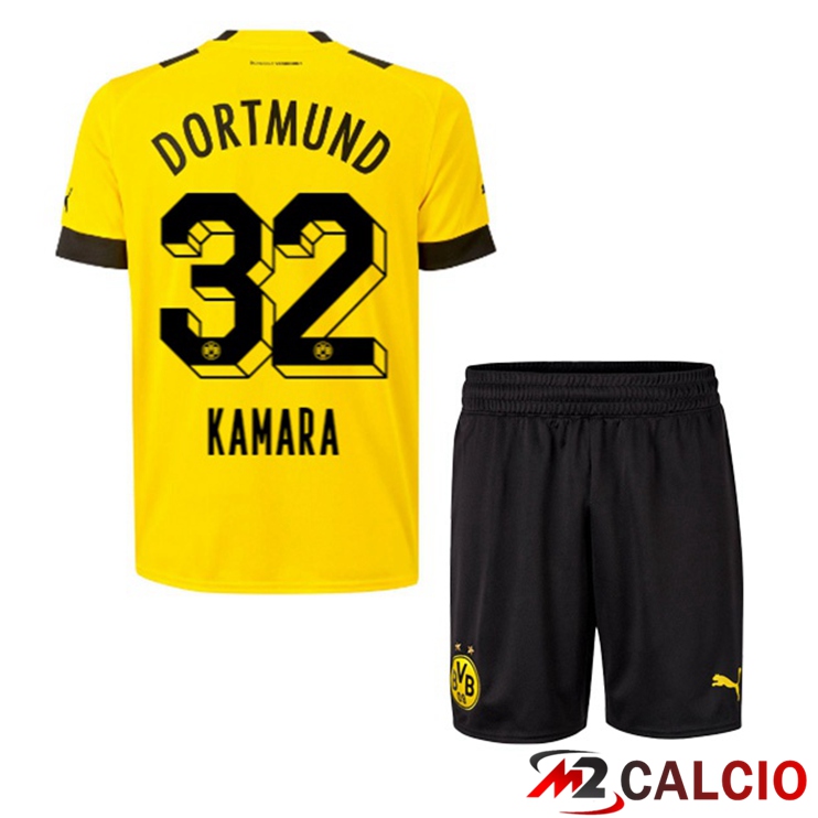 Maglie Calcio Personalizzate,Tute Calcio Squadre,Maglia Nazionale Italiana Calcio | Maglie Calcio Dortmund BVB (Kamara 32) Bambino Prima Giallo 2022/2023