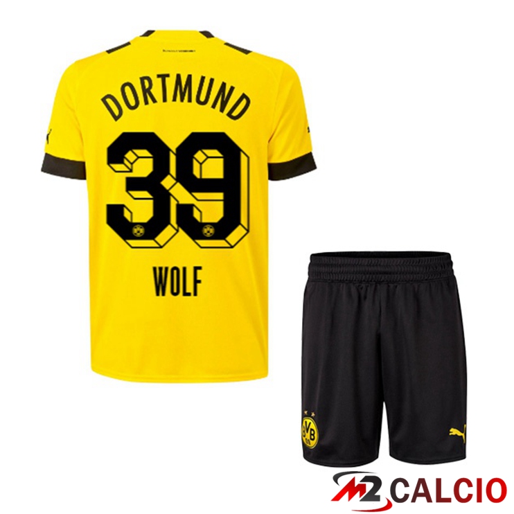 Maglie Calcio Personalizzate,Tute Calcio Squadre,Maglia Nazionale Italiana Calcio | Maglie Calcio Dortmund BVB (Wolf 39) Bambino Prima Giallo 2022/2023