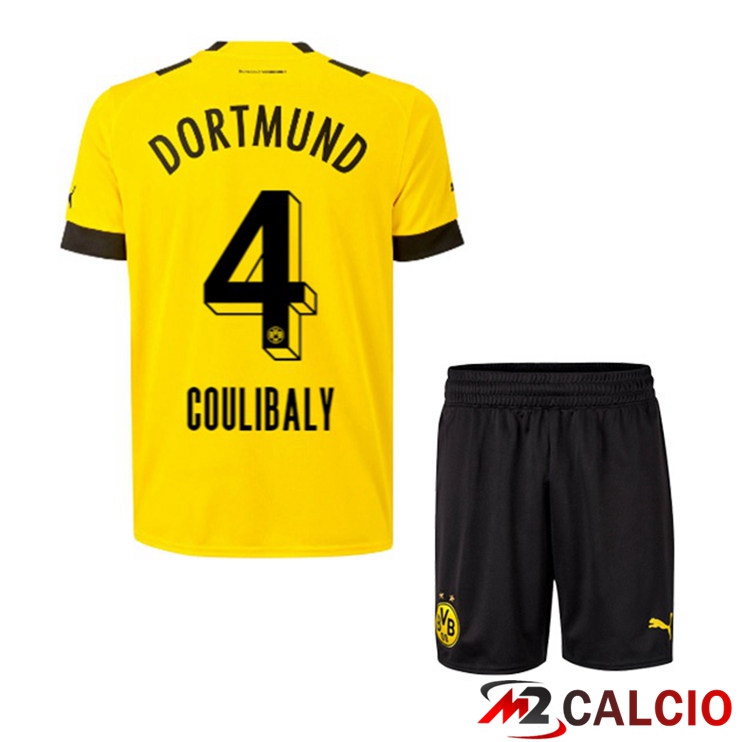 Maglie Calcio Personalizzate,Tute Calcio Squadre,Maglia Nazionale Italiana Calcio | Maglie Calcio Dortmund BVB (Coulibaly 4) Bambino Prima Giallo 2022/2023