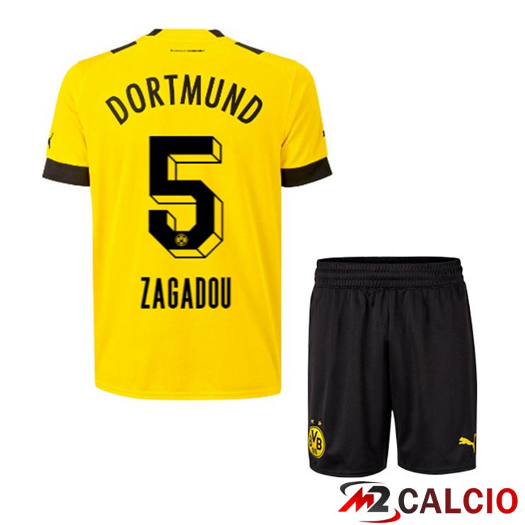 Maglie Calcio Dortmund BVB (Zagadou 5) Bambino Prima Giallo 2022/2023