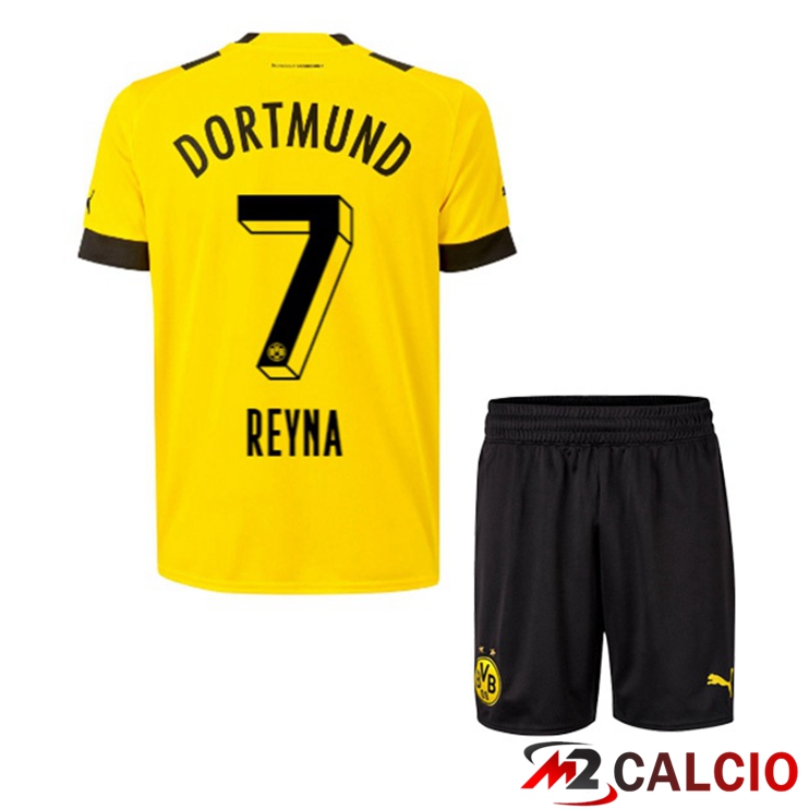 Maglie Calcio Personalizzate,Tute Calcio Squadre,Maglia Nazionale Italiana Calcio | Maglie Calcio Dortmund BVB (Reyna 7) Bambino Prima Giallo 2022/2023