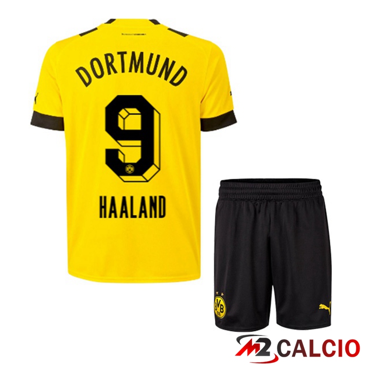 Maglie Calcio Personalizzate,Tute Calcio Squadre,Maglia Nazionale Italiana Calcio | Maglie Calcio Dortmund BVB (Haaland 9) Bambino Prima Giallo 2022/2023