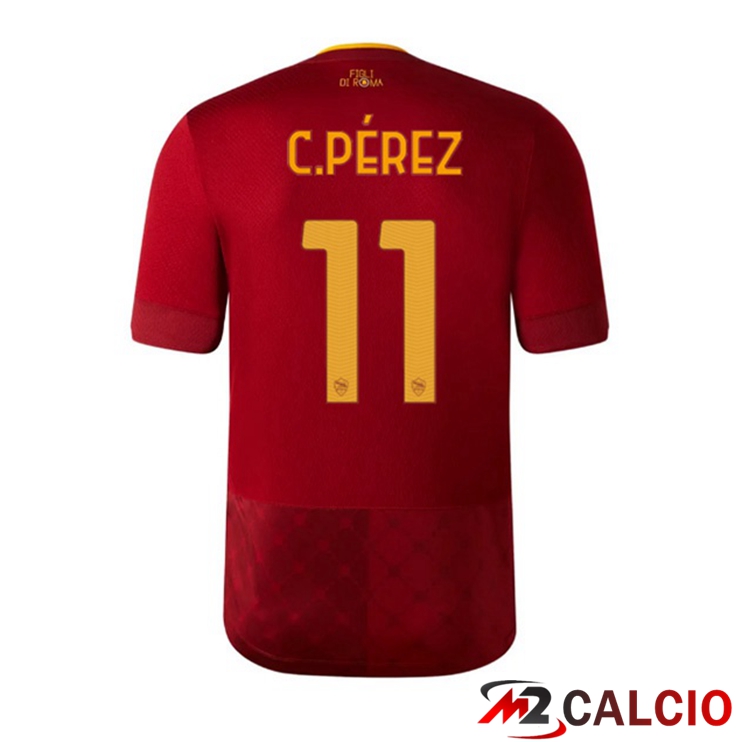 Maglie Calcio Personalizzate,Tute Calcio Squadre,Maglia Nazionale Italiana Calcio | Maglie Calcio AS Roma (C.PÉREZ 11) Prima Rosso 2022/2023