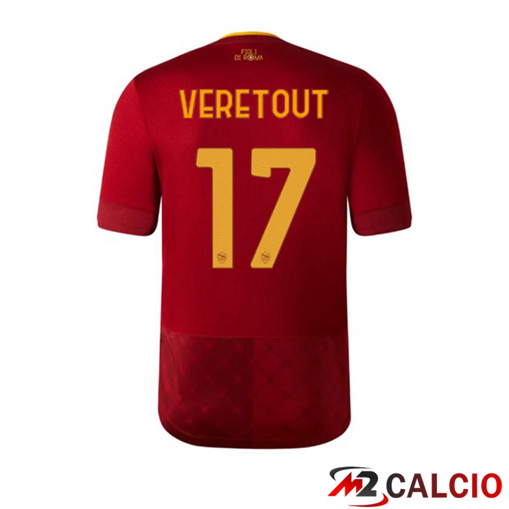 Maglie Calcio Personalizzate,Tute Calcio Squadre,Maglia Nazionale Italiana Calcio | Maglie Calcio AS Roma (VERETOUT 17) Prima Rosso 2022/2023