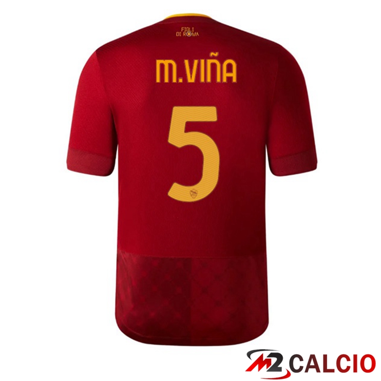 Maglie Calcio Personalizzate,Tute Calcio Squadre,Maglia Nazionale Italiana Calcio | Maglie Calcio AS Roma (M.VIÑA 5) Prima Rosso 2022/2023
