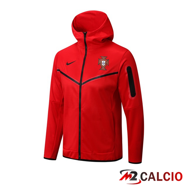 Maglie Calcio Personalizzate,Tute Calcio Squadre,Maglia Nazionale Italiana Calcio | Giacca Con Cappuccio Portogallo Rosso 2022/2023