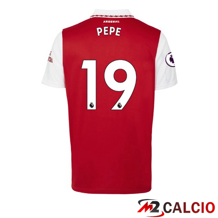 Maglie Calcio Personalizzate,Tute Calcio Squadre,Maglia Nazionale Italiana Calcio | Maglie Calcio Arsenal (PEPE 19) Prima Rosso Bianco 2022/2023