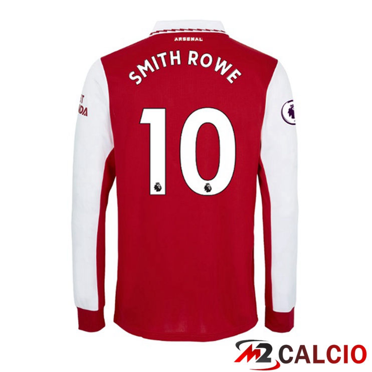 Maglie Calcio Personalizzate,Tute Calcio Squadre,Maglia Nazionale Italiana Calcio | Maglie Calcio Arsenal (SMITH ROWE 10) Prima Manica Lunga Rosso Bianco 2022/2023