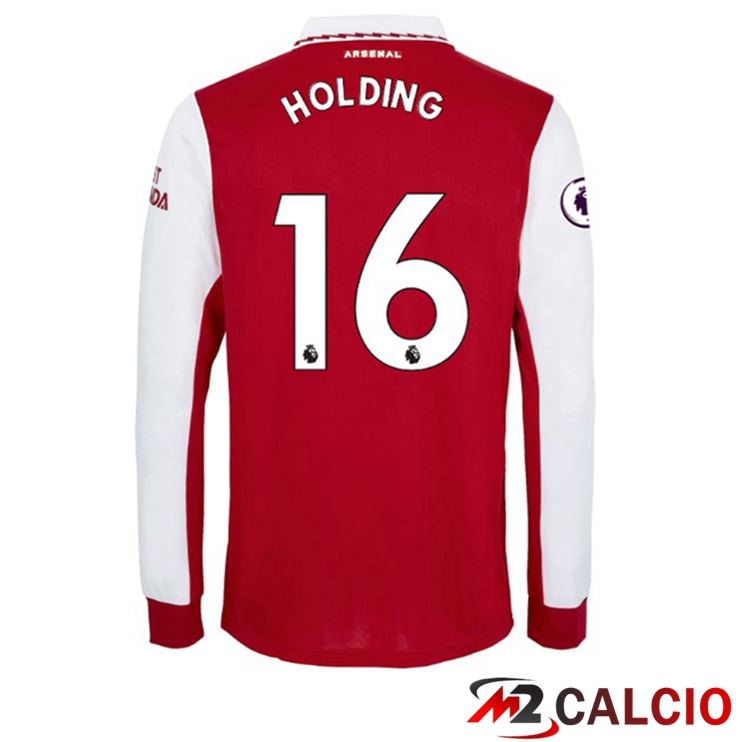 Maglie Calcio Personalizzate,Tute Calcio Squadre,Maglia Nazionale Italiana Calcio | Maglie Calcio Arsenal (HOLDING 16) Prima Manica Lunga Rosso Bianco 2022/2023