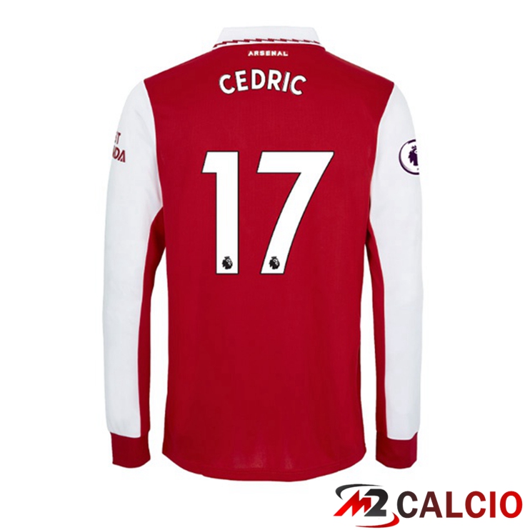Maglie Calcio Personalizzate,Tute Calcio Squadre,Maglia Nazionale Italiana Calcio | Maglie Calcio Arsenal (CEDRIC 17) Prima Manica Lunga Rosso Bianco 2022/2023
