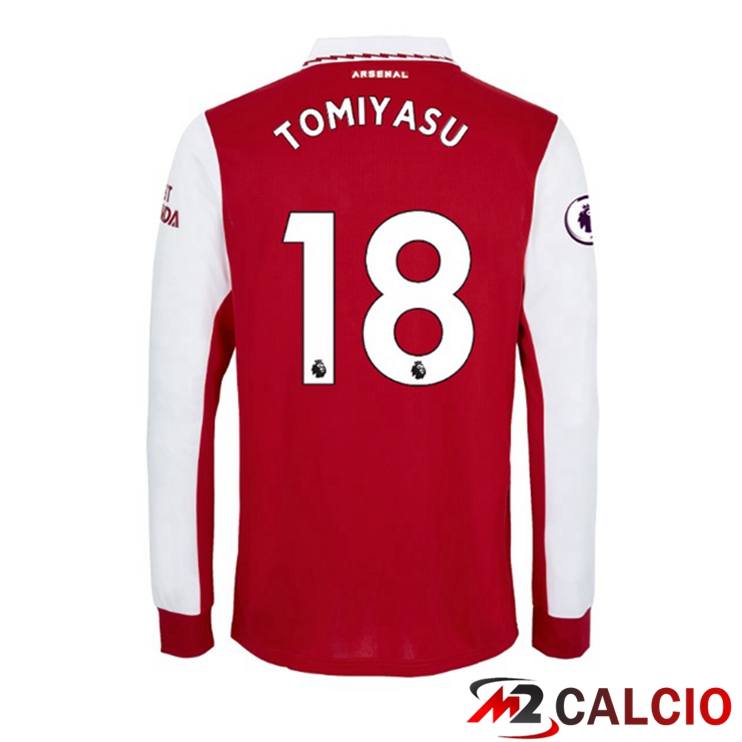 Maglie Calcio Personalizzate,Tute Calcio Squadre,Maglia Nazionale Italiana Calcio | Maglie Calcio Arsenal (TOMIYASU 18) Prima Manica Lunga Rosso Bianco 2022/2023