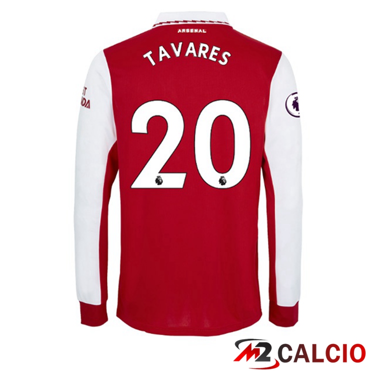 Maglie Calcio Personalizzate,Tute Calcio Squadre,Maglia Nazionale Italiana Calcio | Maglie Calcio Arsenal (TAVARES 20) Prima Manica Lunga Rosso Bianco 2022/2023