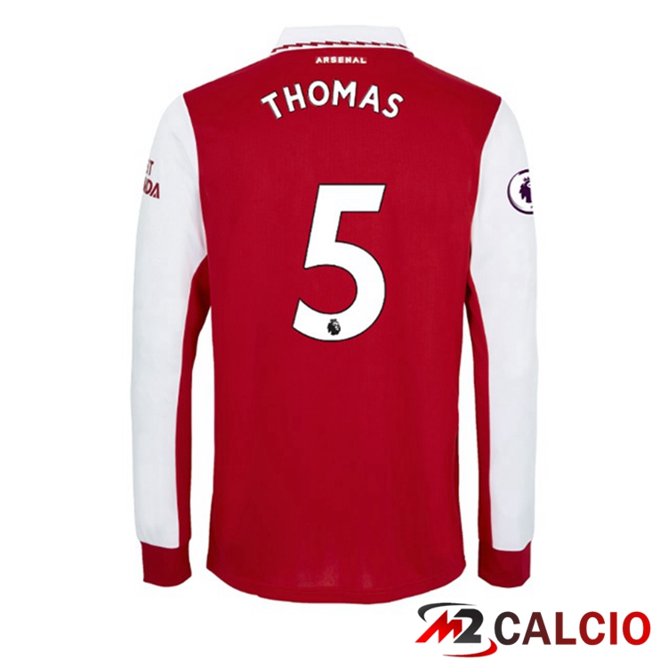 Maglie Calcio Personalizzate,Tute Calcio Squadre,Maglia Nazionale Italiana Calcio | Maglie Calcio Arsenal (THOMAS 5) Prima Manica Lunga Rosso Bianco 2022/2023