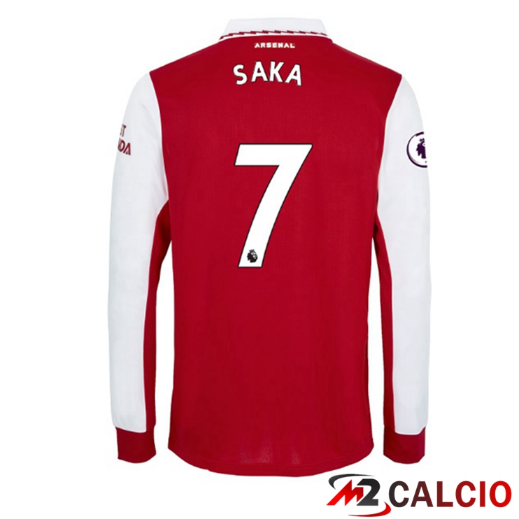 Maglie Calcio Personalizzate,Tute Calcio Squadre,Maglia Nazionale Italiana Calcio | Maglie Calcio Arsenal (SAKA 7) Prima Manica Lunga Rosso Bianco 2022/2023
