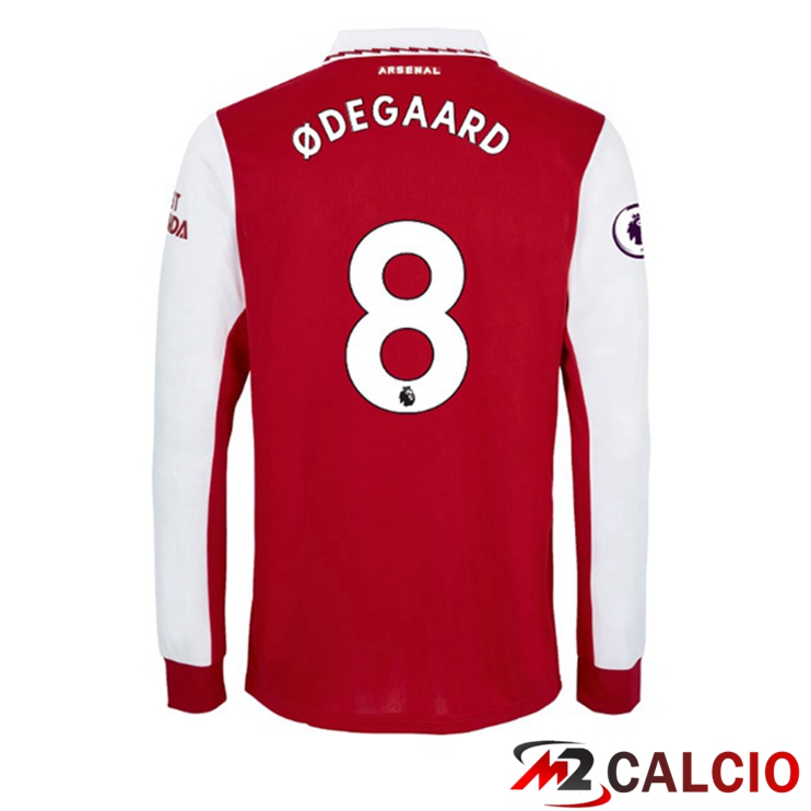 Maglie Calcio Personalizzate,Tute Calcio Squadre,Maglia Nazionale Italiana Calcio | Maglie Calcio Arsenal (ØDEGAARD 8) Prima Manica Lunga Rosso Bianco 2022/2023