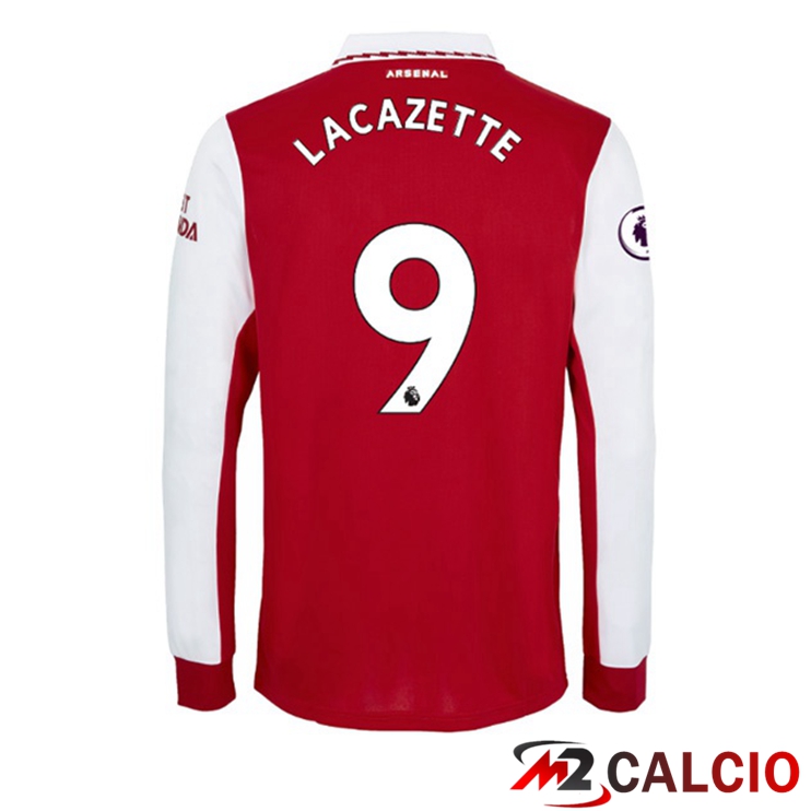 Maglie Calcio Personalizzate,Tute Calcio Squadre,Maglia Nazionale Italiana Calcio | Maglie Calcio Arsenal (LACAZETTE 9) Prima Manica Lunga Rosso Bianco 2022/2023
