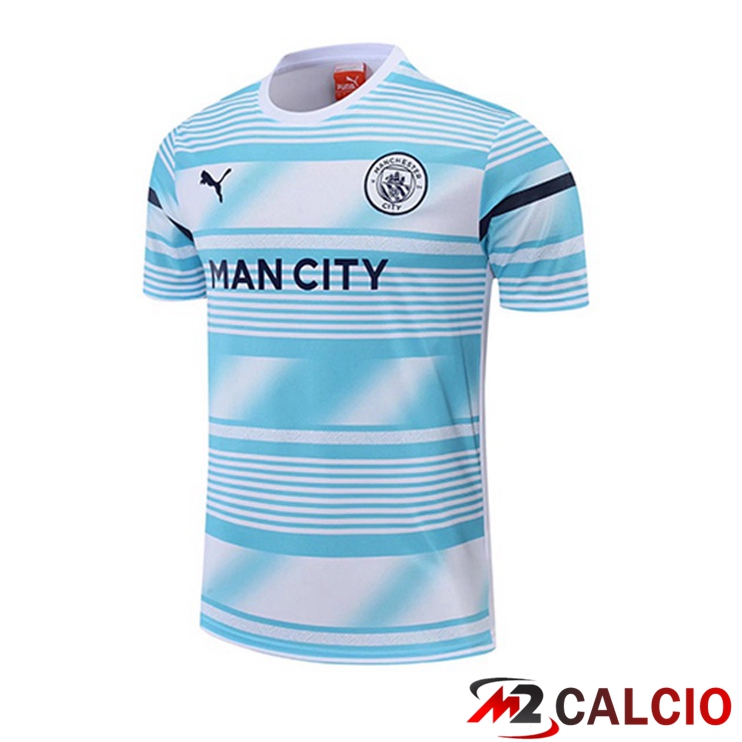 Maglie Calcio Personalizzate,Tute Calcio Squadre,Maglia Nazionale Italiana Calcio | T Shirt Allenamento Manchester City Bianco Blu 2022/2023