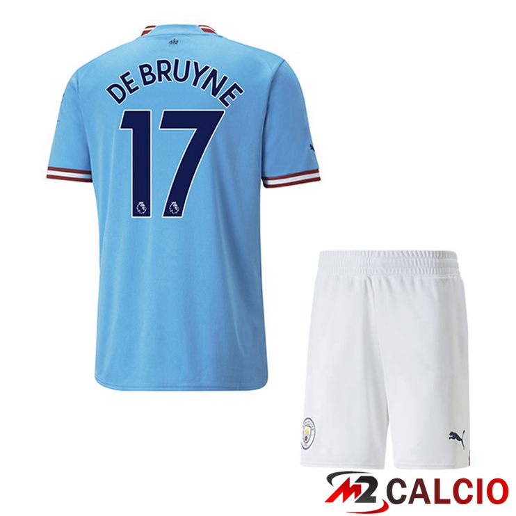 Maglie Calcio Manchester City (Kevin De Bruyne 17) Bambino Prima Blu 2022/2023