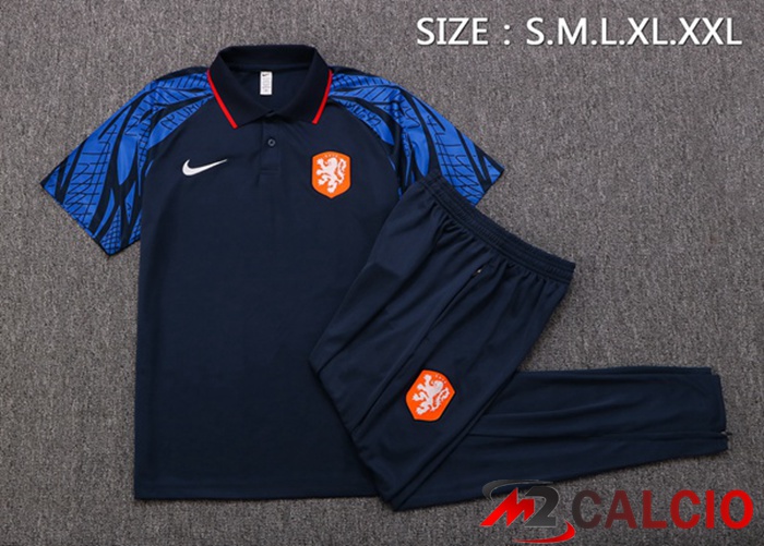 Kit Maglia Polo Paesi Bassi + Pantaloni Blu Reale 2022/2023