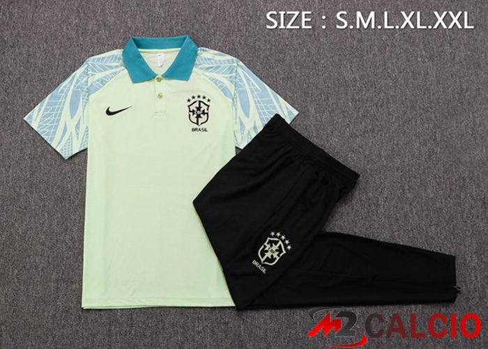 Kit Maglia Polo Brasile + Pantaloni Verde 2022/2023