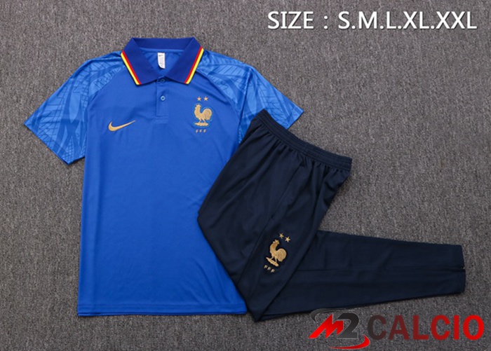 Kit Maglia Polo Francia + Pantaloni Blu 2022/2023