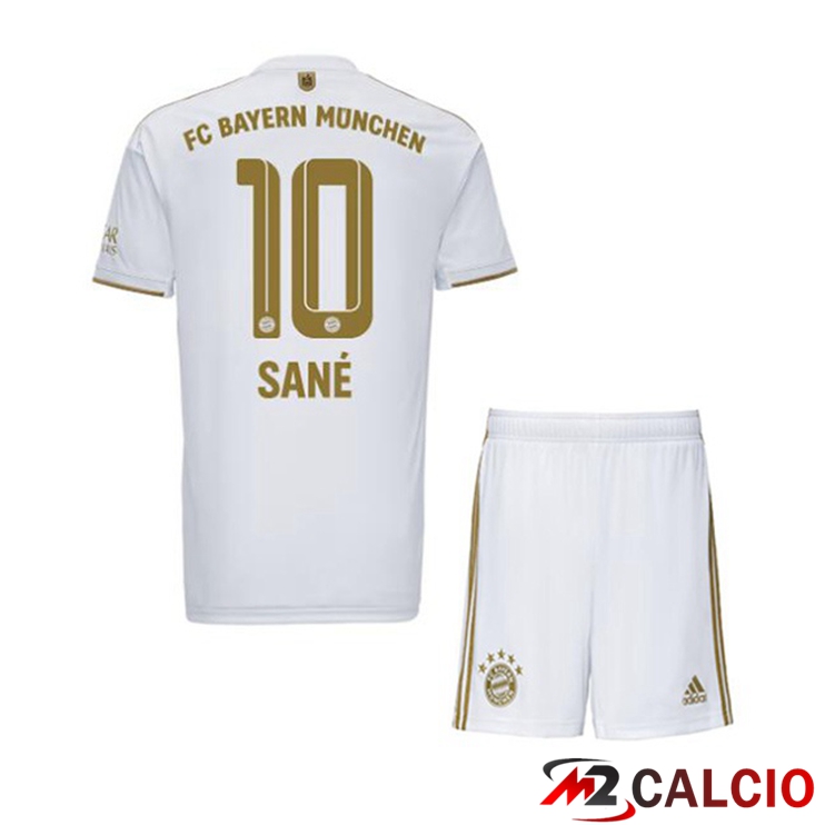 Maglie Calcio Bayern Monaco (Sané 10) Bambino Seconda Bianco 2022/2023
