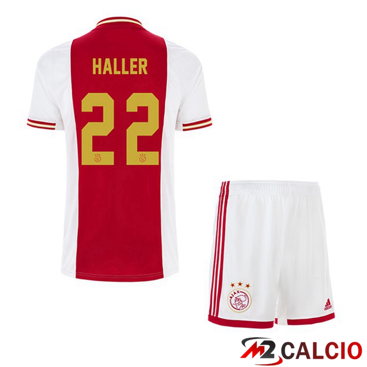 Maglie Calcio Personalizzate,Tute Calcio Squadre,Maglia Nazionale Italiana Calcio | Maglie Calcio AFC Ajax (Haller 22) Bambino Prima Bianco Rosso 2022/2023