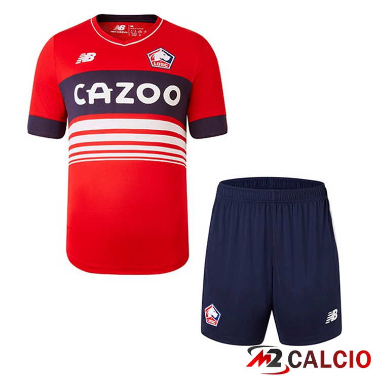 Maglie Calcio Personalizzate,Tute Calcio Squadre,Maglia Nazionale Italiana Calcio | Maglie Calcio Lille OSC Bambino Prima Rosso 2022/2023