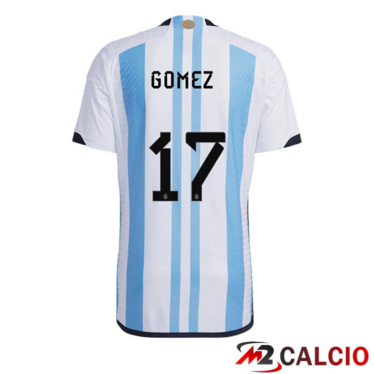 Maglie Calcio Personalizzate,Tute Calcio Squadre,Maglia Nazionale Italiana Calcio | Maglie Calcio Argentina (GOMEZ 17) Prima Blu Bianco Coppa Del Mondo 2022