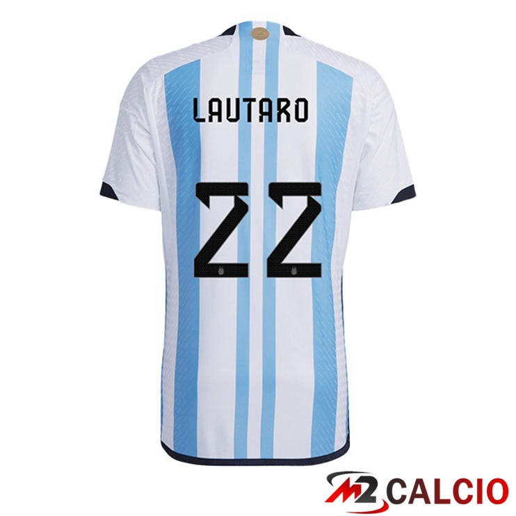 Maglie Calcio Personalizzate,Tute Calcio Squadre,Maglia Nazionale Italiana Calcio | Maglie Calcio Argentina (LAUTARO 22) Prima Blu Bianco Coppa Del Mondo 2022