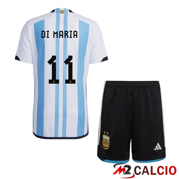 Maglie Calcio Personalizzate,Tute Calcio Squadre,Maglia Nazionale Italiana Calcio | Maglie Calcio Argentina (DI MARIA 11) Bambino Prima Blu Bianco Coppa Del Mondo 2022