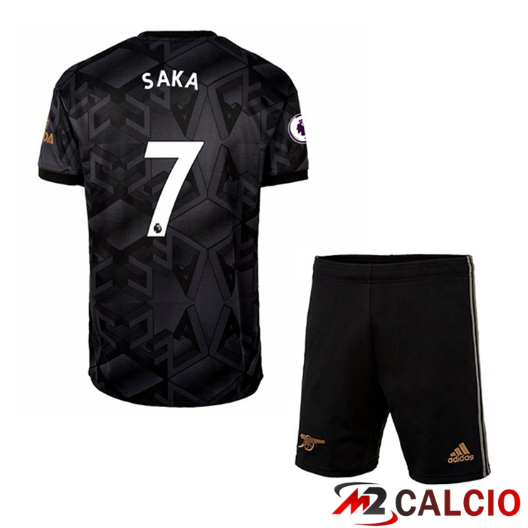 Maglie Calcio Arsenal (SAKA 7) Bambino Seconda Nero 2022/2023