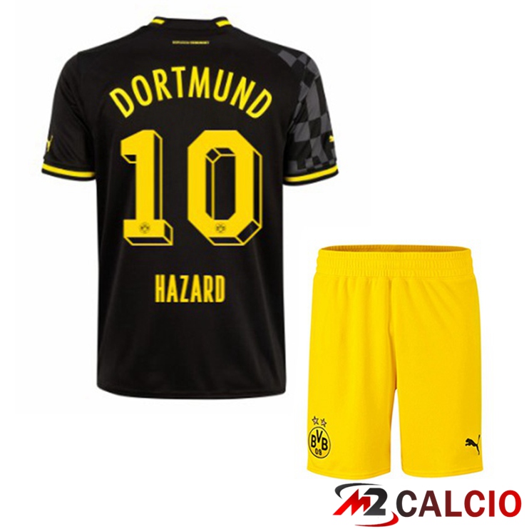Maglie Calcio Personalizzate,Tute Calcio Squadre,Maglia Nazionale Italiana Calcio | Maglie Calcio Dortmund BVB (Hazard 10) Bambino Seconda Nero 2022/2023